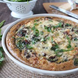 Mushroom Spinach Turkey Quiche with Stuffing Crust