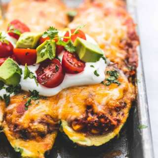 Enchilada Quinoa Stuffed Zucchini