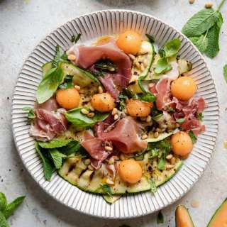 Grilled Zucchini Salad with Melon & Prosciutto