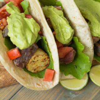 Oil-Free Potato Tacos with Avocado Lime Sauce
