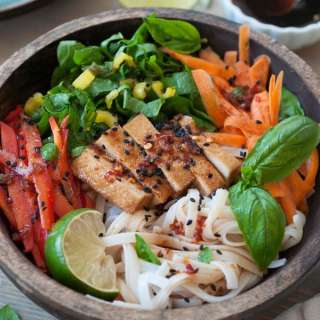 Chilled Smoked Tofu & Sesame Noodle Salad