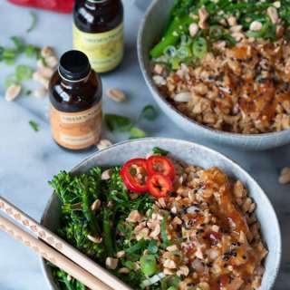 Spicy Vegan Orange Chik'n Rice Bowls
