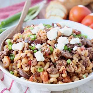 One Pot Mediterranean Ground Lamb Pasta