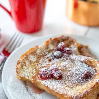 VEGAN EGGNOG FRENCH TOAST WITH CRACKED CRANBERRY MAPLE SYRUP
