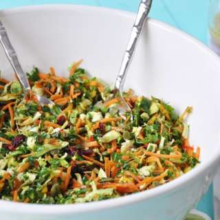 Brussels Sprouts, Kale, and Carrot Slaw