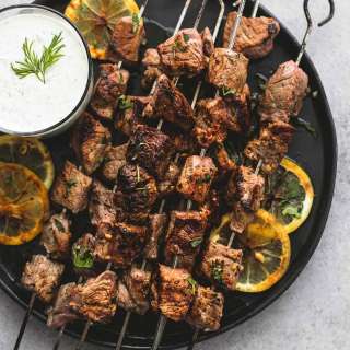 Beef Souvlaki Kebabs with Tzatziki Sauce