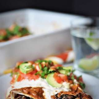 VEGAN BLACK BEAN & MUSHROOM ENCHILADAS