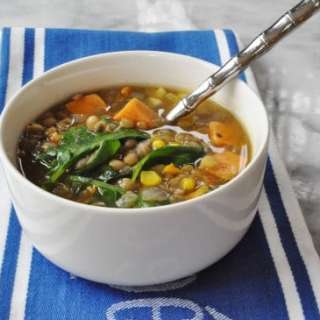 SWEET POTATO, KALE, AND LENTIL SOUP