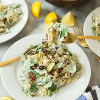 Easy & Healthy Brussels Sprouts Salad with Vegan Caesar Dressing