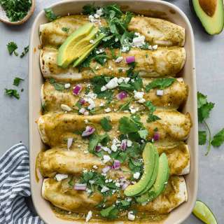 Chicken Enchiladas with Avocado Cream Sauce