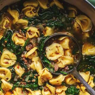 Tortellini Soup with Sausage and Spinach