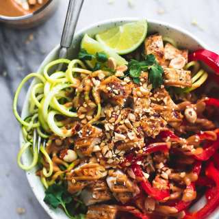 Thai Peanut Chicken & Zucchini Noodle Bowls