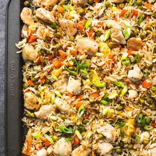 One Sheet Pan Chicken Fried Rice