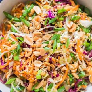 Crunchy Asian Coleslaw with Easy Ginger Sesame Dressing
