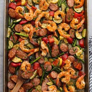Cajun Shrimp and Sausage Vegetable Sheet Pan