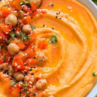 Homemade Roasted Red Pepper Hummus From Scratch