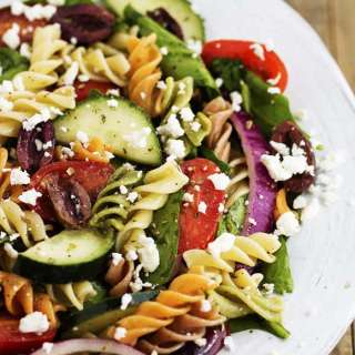 Greek Spinach Pasta Salad