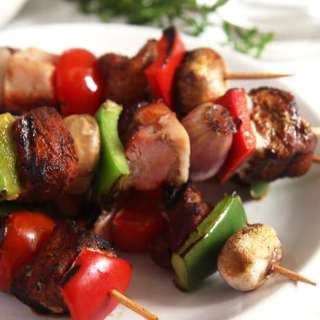 Grilled Pork Kebabs with Vegetables