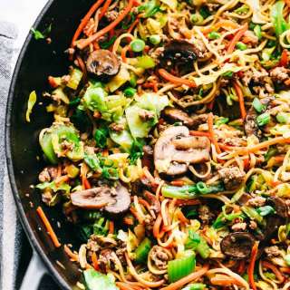Egg Roll Noodle Skillet with Ground Pork