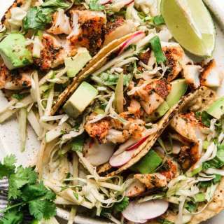 Smoky Paprika Fish Tacos with an Apple Slaw