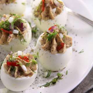 Spicy Deviled Eggs with Tuna