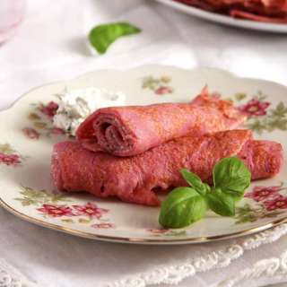 Pink Beetroot Crepes (Sweet or Savory Filling)