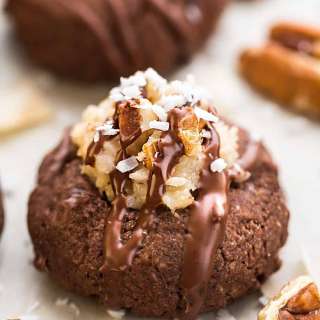 German Chocolate Thumbprint Cookies