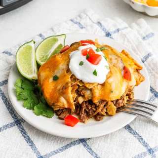 Crock Pot Shredded Beef Enchilada Casserole