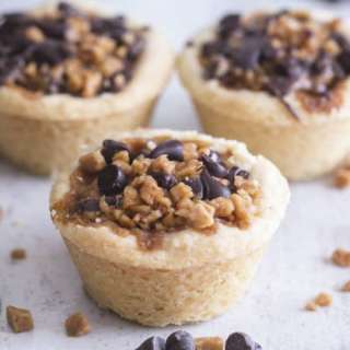Chocolate Toffee Shortbread Cookie Cups