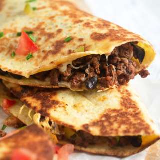 Ground Beef Quesadillas (with Black Beans)