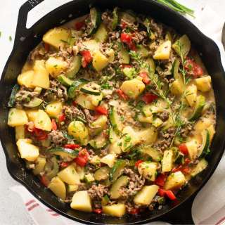 Ground Beef Zucchini and Potato Skillet