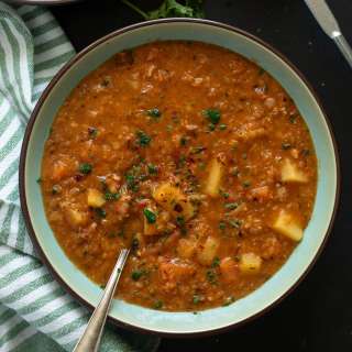 Red Lentil Bacon Soup