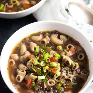 Black Lentil Pasta Soup (Vegan Recipe)