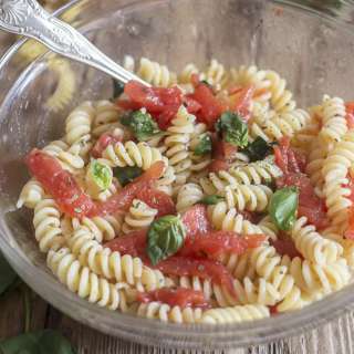 Warm Fresh Basil and Tomato Fusilli Salad