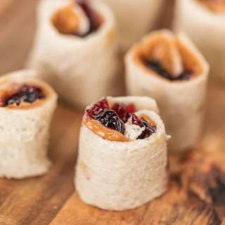 Peanut butter and jelly sandwich sushi rolls