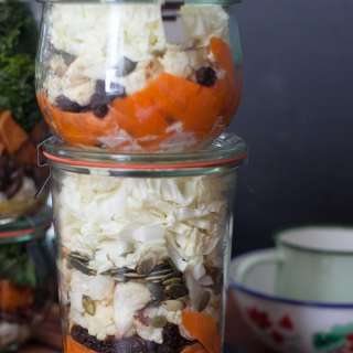 Carrot, Cabbage and Roasted Cauliflower Salad with Raisins