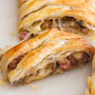 Sausage, Cheese and Mushroom Strudel