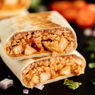 Skillet Chicken and Rice Burritos