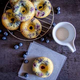 Lemon Glazed Blueberry Baked Donuts