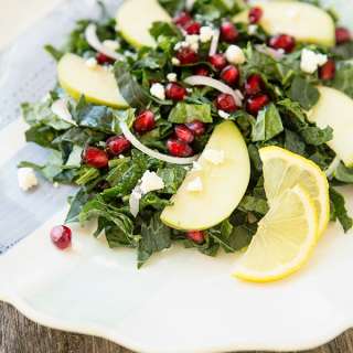 Apple Pomegranate Kale Salad with Lemon Vinaigrette
