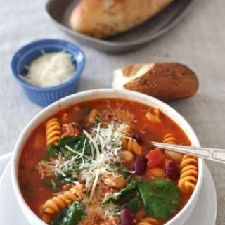 Sausage, Bean & Pasta Soup with Spinach