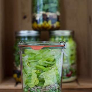 Spring Pea and Romaine Salad with Feta, Cucumber, and Radish, Creamy Buttermilk Dressing