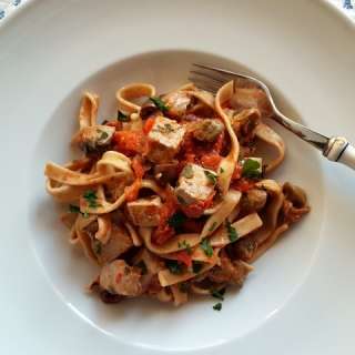 Fresh tuna pasta all'eoliana from the Aeolian Islands