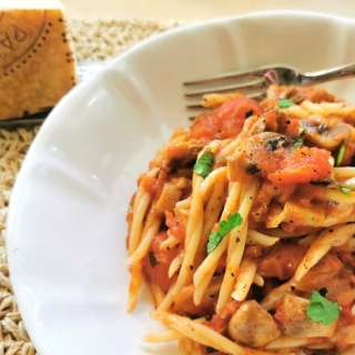 Genovese mushroom ragu with trofie pasta.