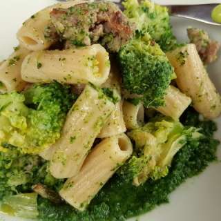 Sicilian broccoli pasta with sausage and chard