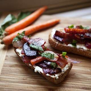 Quick Skillet Roasted Vegetables on Cheese Toast