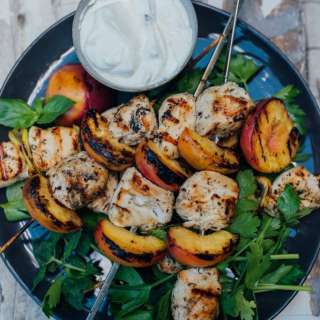 Greek-Style Grilled Peach and Chicken Kebabs