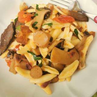 Olive Leaf Pasta with King Oyster Mushrooms Recipe from Puglia.