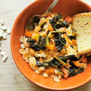 Tuscan kale, white bean and pasta soup