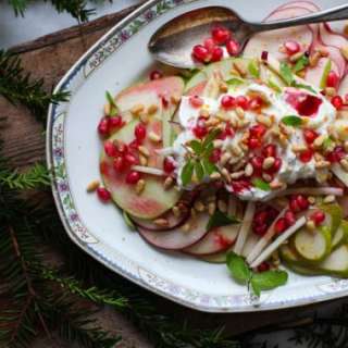 Crunchy Apple-Pear Salad with Pomegranate, Pine Nuts & Yogurt